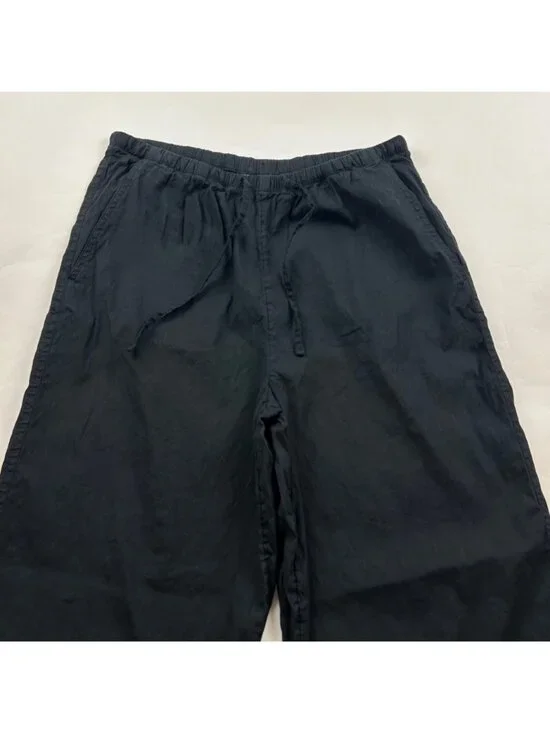 Athleta Black Linen Blend Paradise Wide Leg Lounge Pant S - Picture 2 of 7